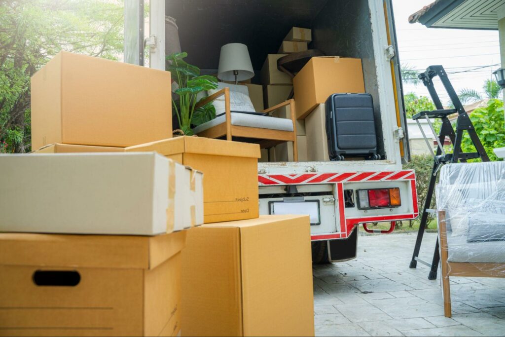 boxes being loaded for moving houses